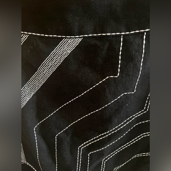 90s vintage Willi Smith vintage black w/ white stitching geometric circle skirt - Picture 6 of 8